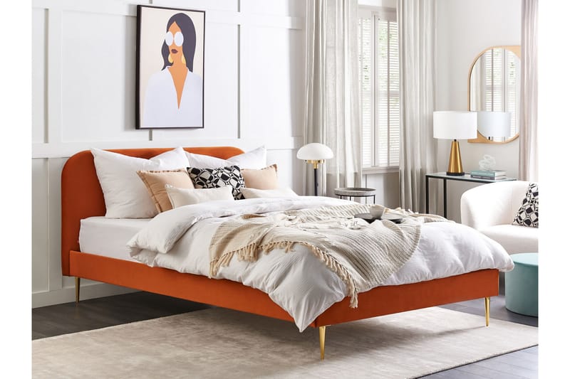 Baako Sengeramme 180x200 cm - Orange/Guld - Møbler - Senge - Sengeramme & sengestel
