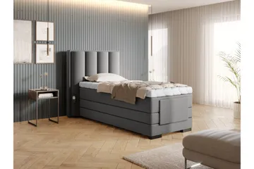 Banti Justerbar Kontinentalseng 90x200 cm - Grå - Møbler - Senge - Enkeltsenge