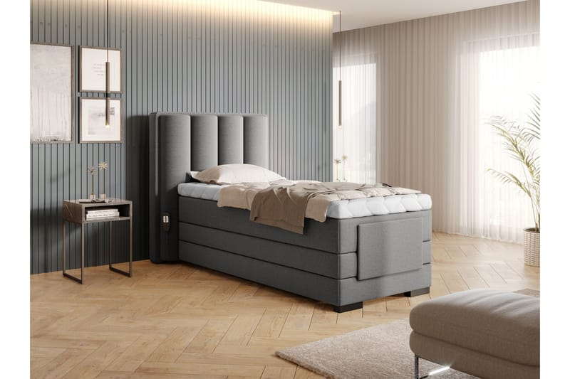 Banti Justerbar Kontinentalseng 90x200 cm - Grå - Møbler - Senge - Enkeltsenge