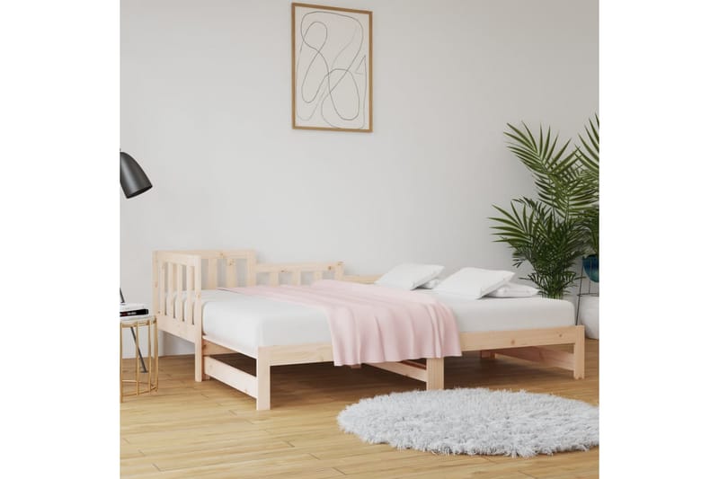 beBasic daybed med udtræk 2x(80x200) cm massivt fyrretræ - Brun - Sengeramme & sengestel