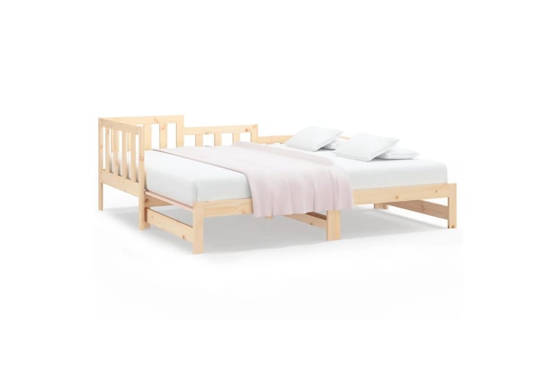 beBasic daybed med udtræk 2x(80x200) cm massivt fyrretræ - Brun - Sengeramme & sengestel