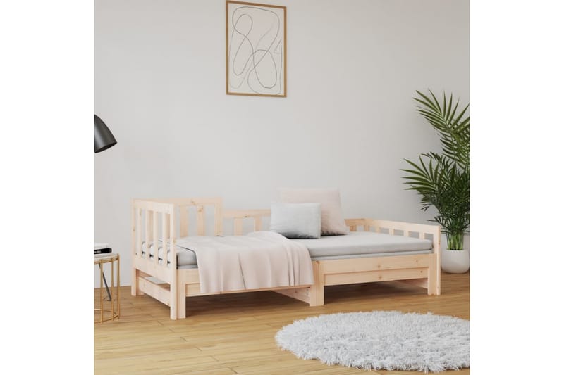 beBasic daybed med udtræk 2x(80x200) cm massivt fyrretræ - Brun - Sengeramme & sengestel