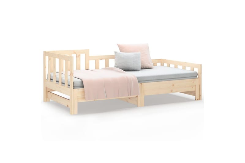 beBasic daybed med udtræk 2x(80x200) cm massivt fyrretræ - Brun - Sengeramme & sengestel