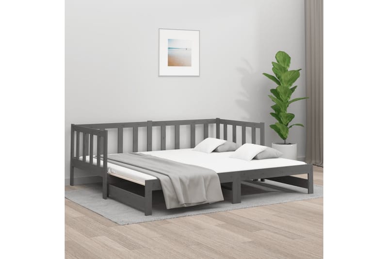 beBasic daybed med udtræk 2x(80x200) cm massivt fyrretræ grå - GrÃ¥ - Sengeramme & sengestel