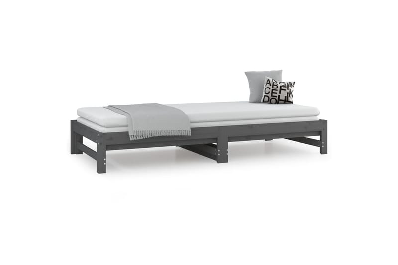 beBasic daybed med udtræk 2x(80x200) cm massivt fyrretræ grå - GrÃ¥ - Sengeramme & sengestel