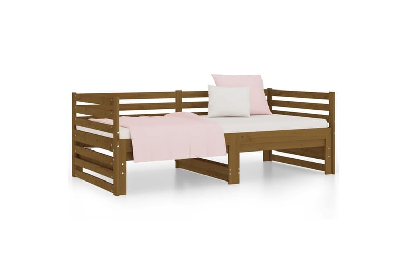 beBasic daybed med udtræk 2x(80x200) cm massivt fyrretræ gyldenbrun - Brun - Sengeramme & sengestel