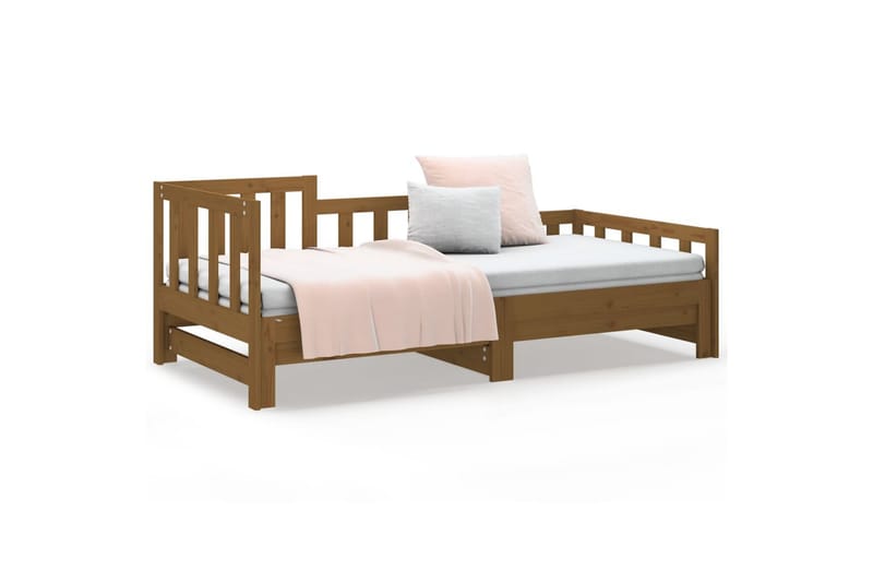 beBasic daybed med udtræk 2x(80x200) cm massivt fyrretræ gyldenbrun - Brun - Sengeramme & sengestel