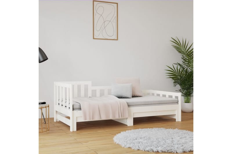 beBasic daybed med udtræk 2x(80x200) cm massivt fyrretræ hvid - Hvid - Møbler - Senge - Sengeramme & sengestel