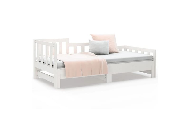 beBasic daybed med udtræk 2x(80x200) cm massivt fyrretræ hvid - Hvid - Møbler - Senge - Sengeramme & sengestel
