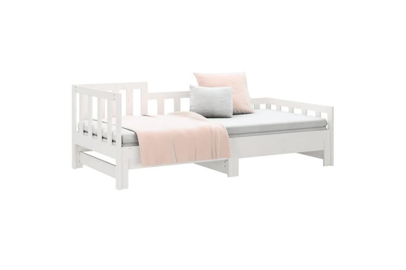 beBasic daybed med udtræk 2x(80x200) cm massivt fyrretræ hvid - Hvid - Møbler - Senge - Sengeramme & sengestel