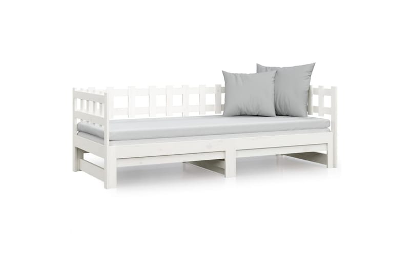 beBasic daybed med udtræk 2x(80x200) cm massivt fyrretræ hvid - Hvid - Sengeramme & sengestel