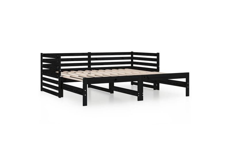 beBasic daybed med udtræk 2x(80x200) cm massivt fyrretræ sort - Sort - Sengeramme & sengestel