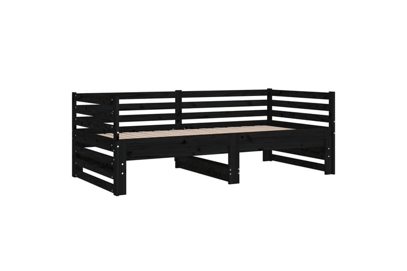 beBasic daybed med udtræk 2x(80x200) cm massivt fyrretræ sort - Sort - Sengeramme & sengestel