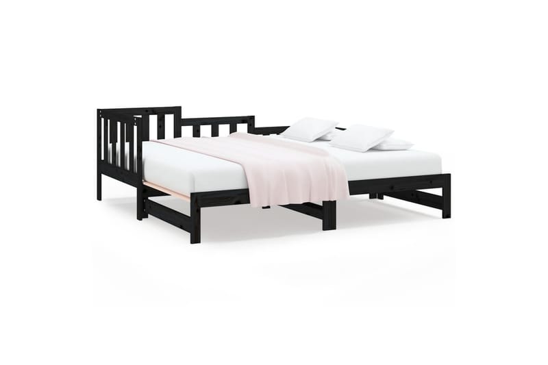 beBasic daybed med udtræk 2x(80x200) cm massivt fyrretræ sort - Sort - Sengeramme & sengestel