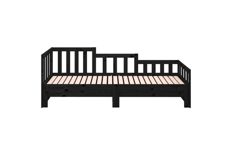 beBasic daybed med udtræk 2x(80x200) cm massivt fyrretræ sort - Sort - Sengeramme & sengestel