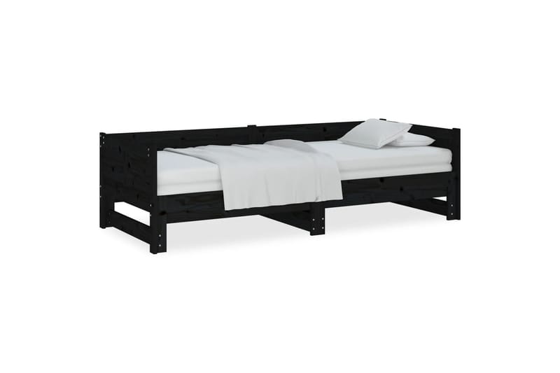 beBasic daybed med udtræk 2x(80x200) cm massivt fyrretræ sort - Sort - Sengeramme & sengestel