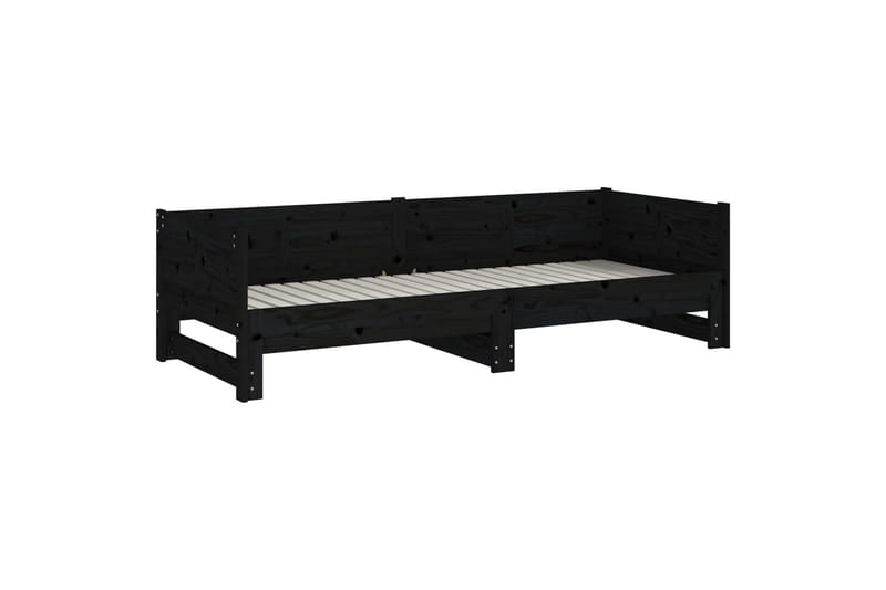 beBasic daybed med udtræk 2x(80x200) cm massivt fyrretræ sort - Sort - Sengeramme & sengestel