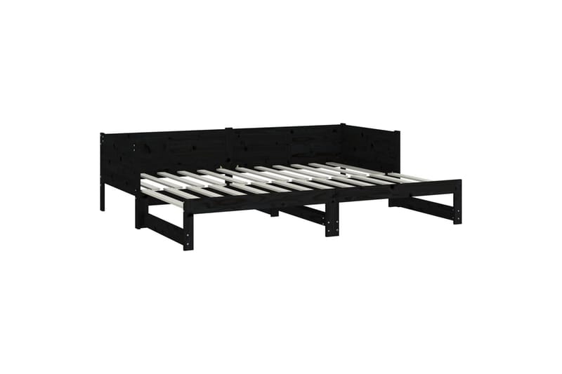 beBasic daybed med udtræk 2x(80x200) cm massivt fyrretræ sort - Sort - Sengeramme & sengestel