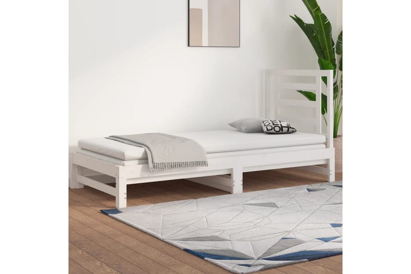 beBasic daybed med udtræk 2x(90-190) cm massivt fyrretræ hvid - Hvid - Sengeramme & sengestel