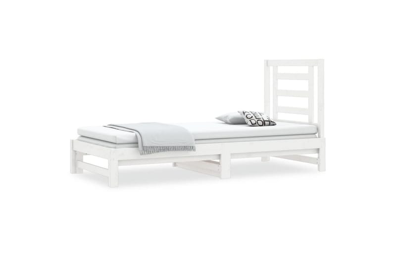 beBasic daybed med udtræk 2x(90-190) cm massivt fyrretræ hvid - Hvid - Sengeramme & sengestel