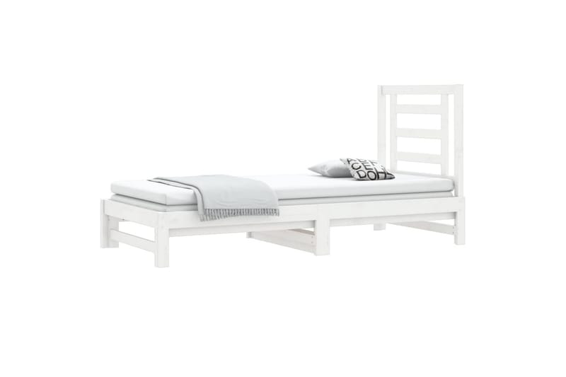 beBasic daybed med udtræk 2x(90-190) cm massivt fyrretræ hvid - Hvid - Sengeramme & sengestel