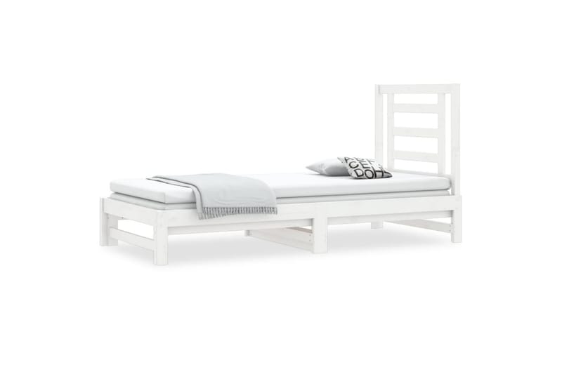 beBasic daybed med udtræk 2x(90-190) cm massivt fyrretræ - Hvid - Sengeramme & sengestel
