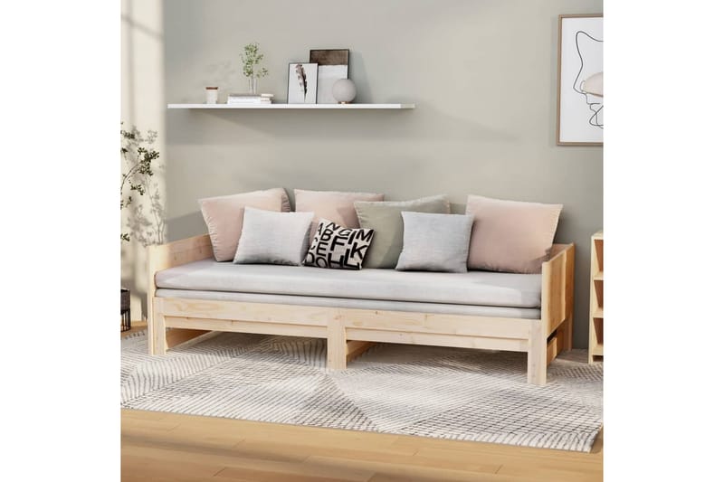 beBasic daybed med udtræk 2x(90x190) cm massivt fyrretræ - Brun - Sengeramme & sengestel