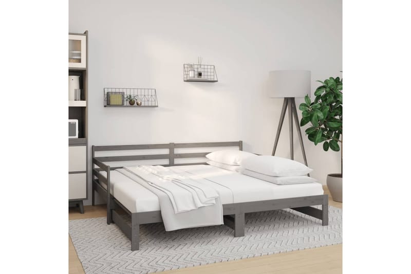 beBasic daybed med udtræk 2x(90x190) cm massivt fyrretræ grå - GrÃ¥ - Sengeramme & sengestel