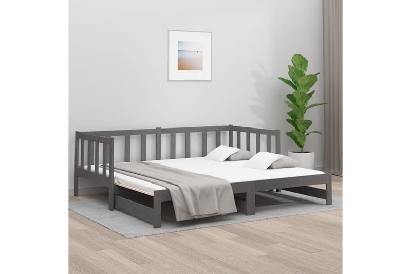 beBasic daybed med udtræk 2x(90x190) cm massivt fyrretræ grå - GrÃ¥ - Sengeramme & sengestel