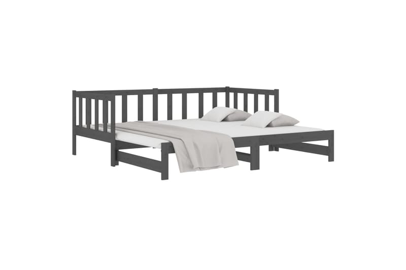 beBasic daybed med udtræk 2x(90x190) cm massivt fyrretræ grå - GrÃ¥ - Sengeramme & sengestel