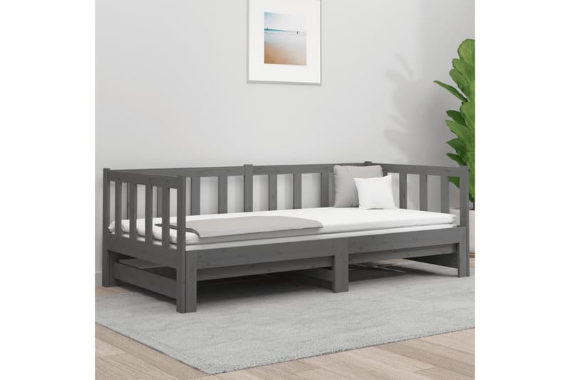 beBasic daybed med udtræk 2x(90x190) cm massivt fyrretræ grå - GrÃ¥ - Sengeramme & sengestel