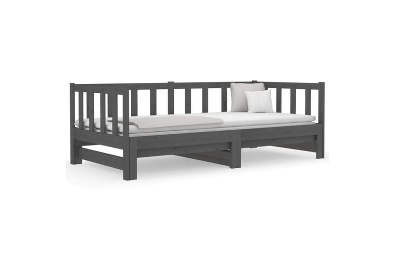 beBasic daybed med udtræk 2x(90x190) cm massivt fyrretræ grå - GrÃ¥ - Sengeramme & sengestel