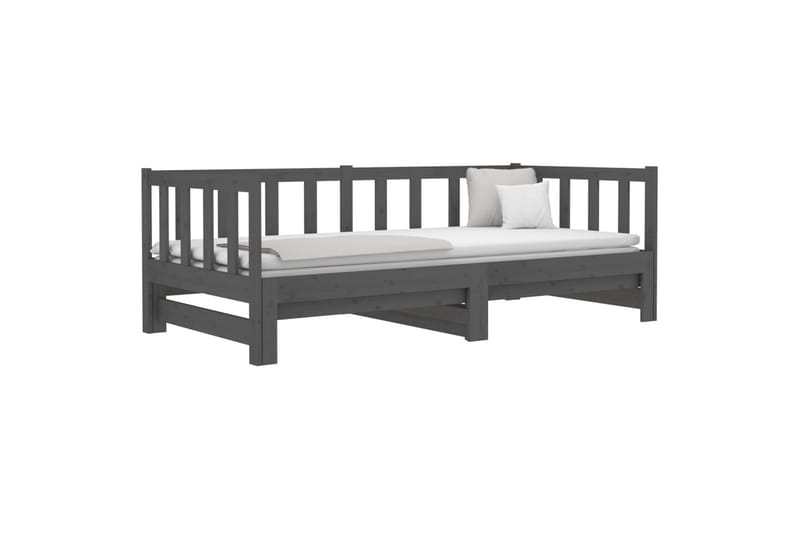 beBasic daybed med udtræk 2x(90x190) cm massivt fyrretræ grå - GrÃ¥ - Sengeramme & sengestel