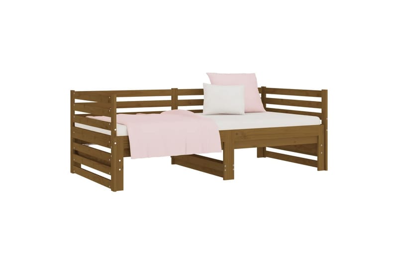 beBasic daybed med udtræk 2x(90x190) cm massivt fyrretræ gyldenbrun - Brun - Sengeramme & sengestel