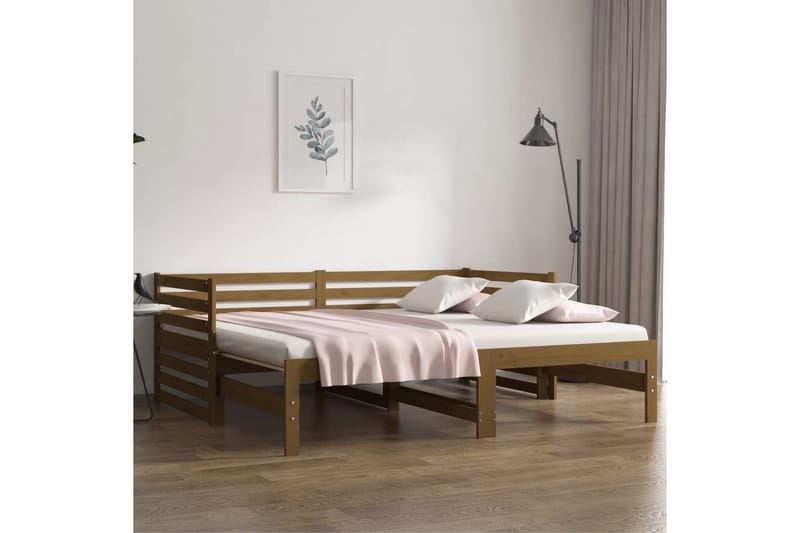 beBasic daybed med udtræk 2x(90x190) cm massivt fyrretræ gyldenbrun - Brun - Møbler - Senge - Sengeramme & sengestel