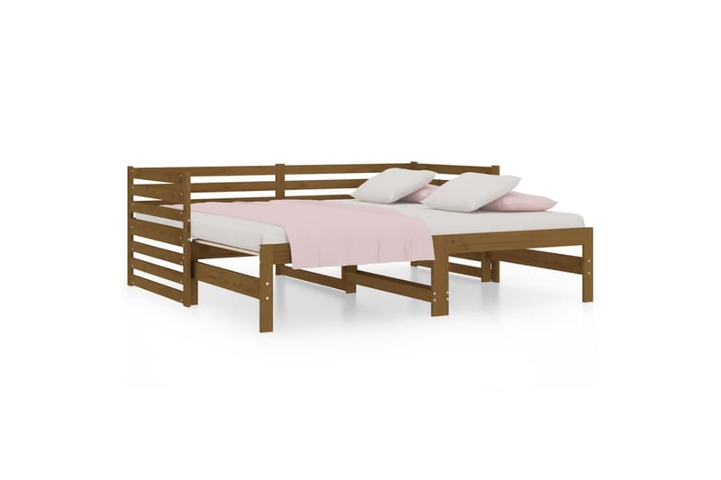beBasic daybed med udtræk 2x(90x190) cm massivt fyrretræ gyldenbrun - Brun - Møbler - Senge - Sengeramme & sengestel