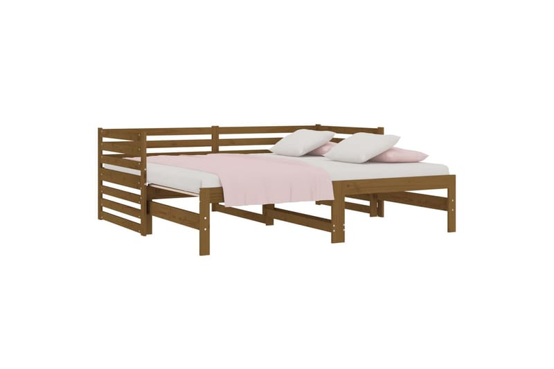 beBasic daybed med udtræk 2x(90x190) cm massivt fyrretræ gyldenbrun - Brun - Møbler - Senge - Sengeramme & sengestel