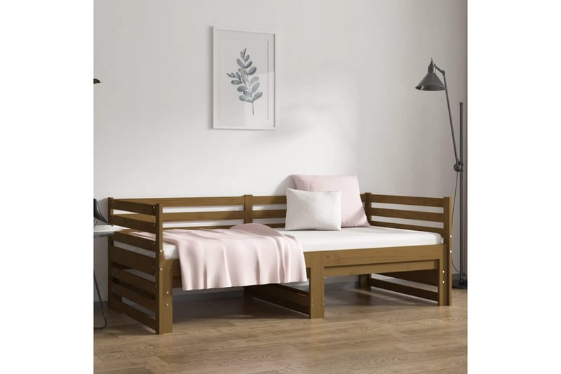 beBasic daybed med udtræk 2x(90x190) cm massivt fyrretræ gyldenbrun - Brun - Sengeramme & sengestel
