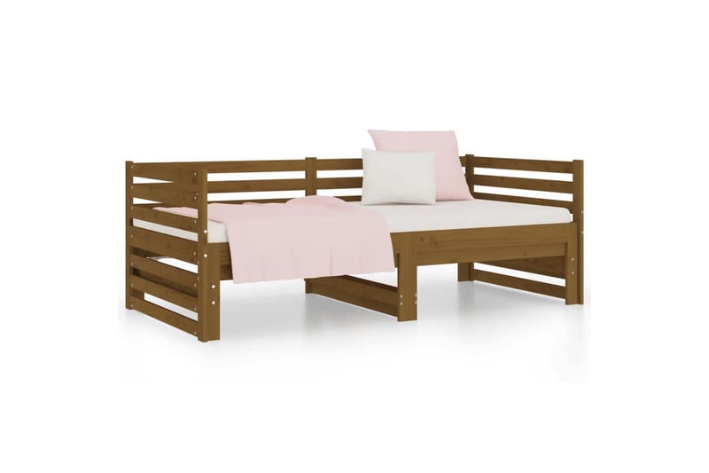 beBasic daybed med udtræk 2x(90x190) cm massivt fyrretræ gyldenbrun - Brun - Sengeramme & sengestel