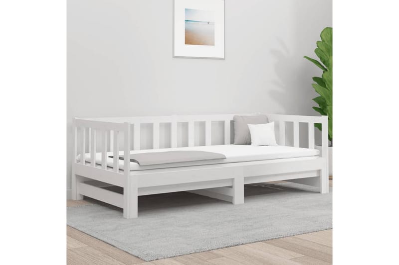 beBasic daybed med udtræk 2x(90x190) cm massivt fyrretræ hvid - Hvid - Møbler - Senge - Sengeramme & sengestel