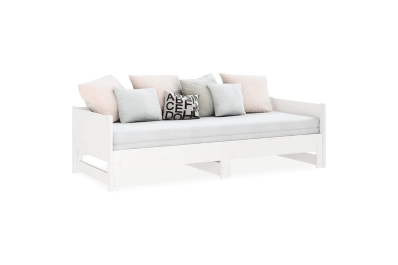 beBasic daybed med udtræk 2x(90x190) cm massivt fyrretræ hvid - Hvid - Sengeramme & sengestel