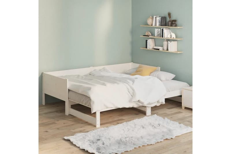 beBasic daybed med udtræk 2x(90x190) cm massivt fyrretræ hvid - Hvid - Sengeramme & sengestel