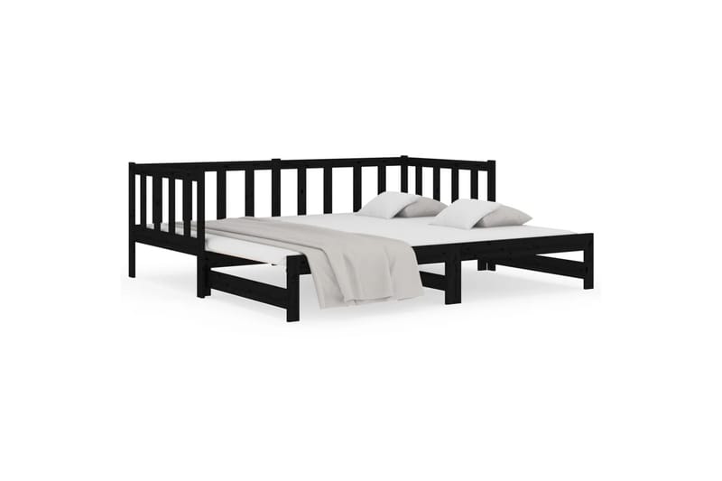 beBasic daybed med udtræk 2x(90x190) cm massivt fyrretræ sort - Sort - Sengeramme & sengestel