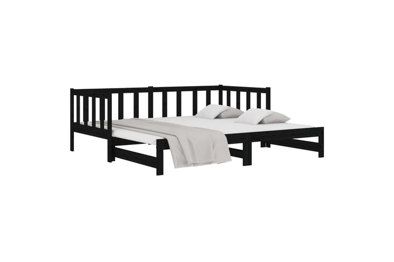 beBasic daybed med udtræk 2x(90x190) cm massivt fyrretræ sort - Sort - Sengeramme & sengestel