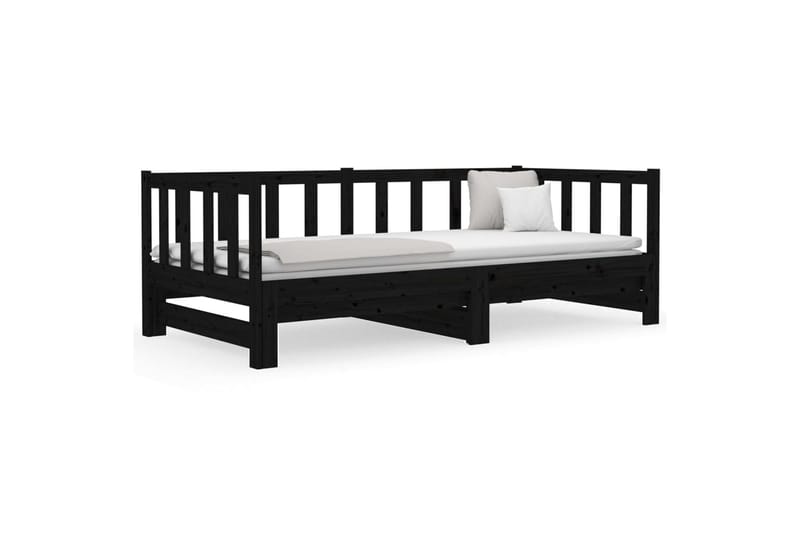 beBasic daybed med udtræk 2x(90x190) cm massivt fyrretræ sort - Sort - Sengeramme & sengestel