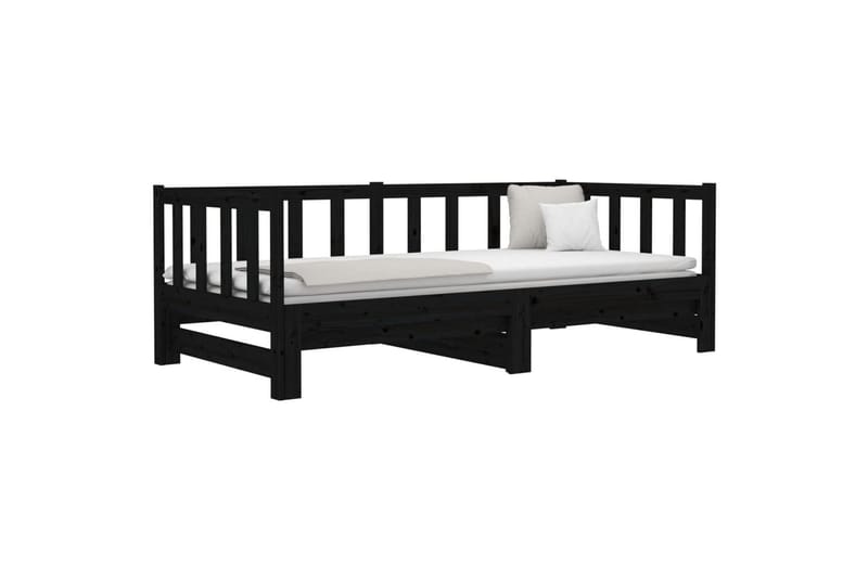 beBasic daybed med udtræk 2x(90x190) cm massivt fyrretræ sort - Sort - Sengeramme & sengestel