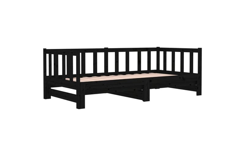 beBasic daybed med udtræk 2x(90x190) cm massivt fyrretræ sort - Sort - Sengeramme & sengestel