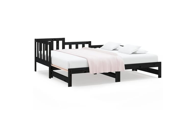 beBasic daybed med udtræk 2x(90x190) cm massivt fyrretræ sort - Sort - Sengeramme & sengestel