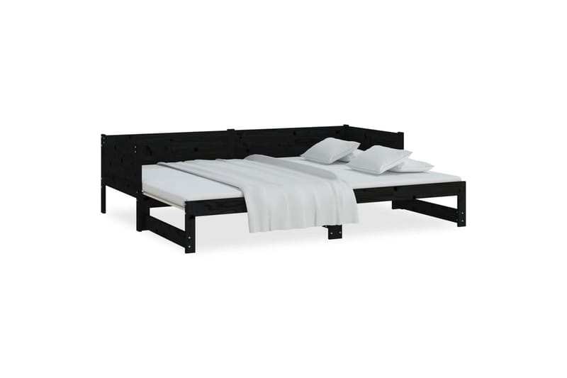 beBasic daybed med udtræk 2x(90x190) cm massivt fyrretræ sort - Sort - Sengeramme & sengestel