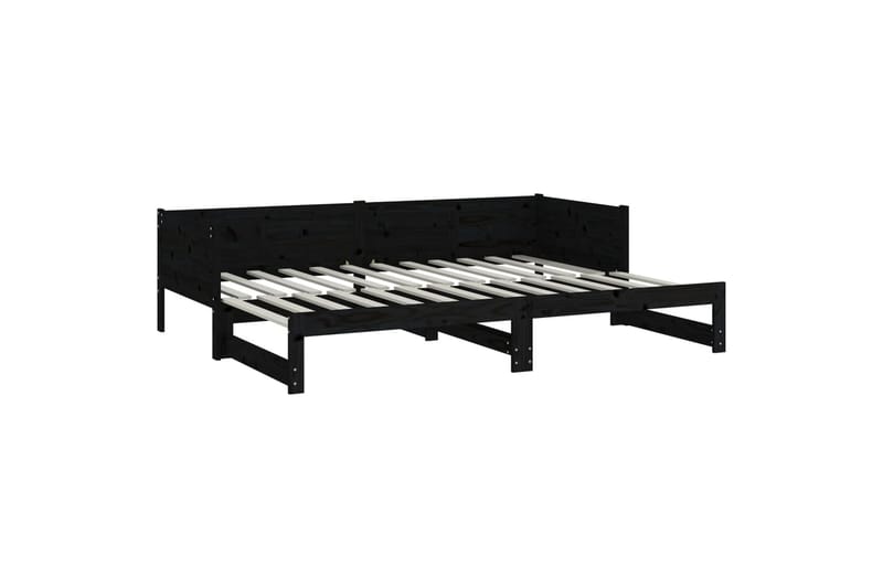 beBasic daybed med udtræk 2x(90x190) cm massivt fyrretræ sort - Sort - Sengeramme & sengestel